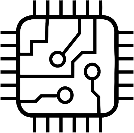 Illustration of a circuit board with pathways and nodes on a white background